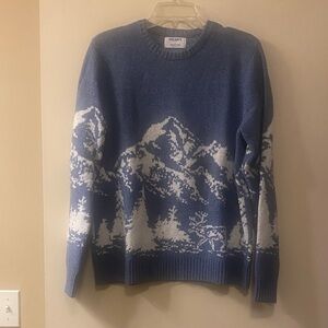 Blue and White Mountain Sweater